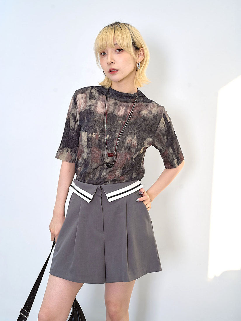 Tie Dye Printed Side Seam Gathered Top (2 Colours)