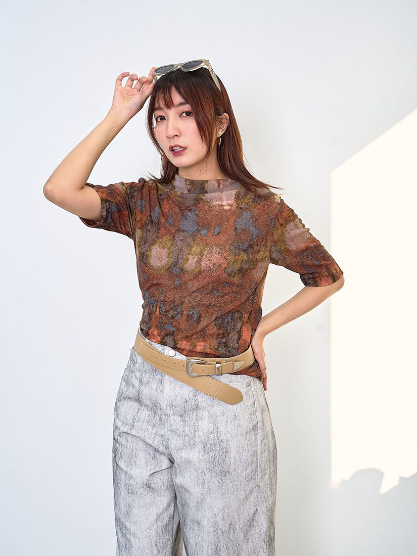 Tie Dye Printed Side Seam Gathered Top (2 Colours)