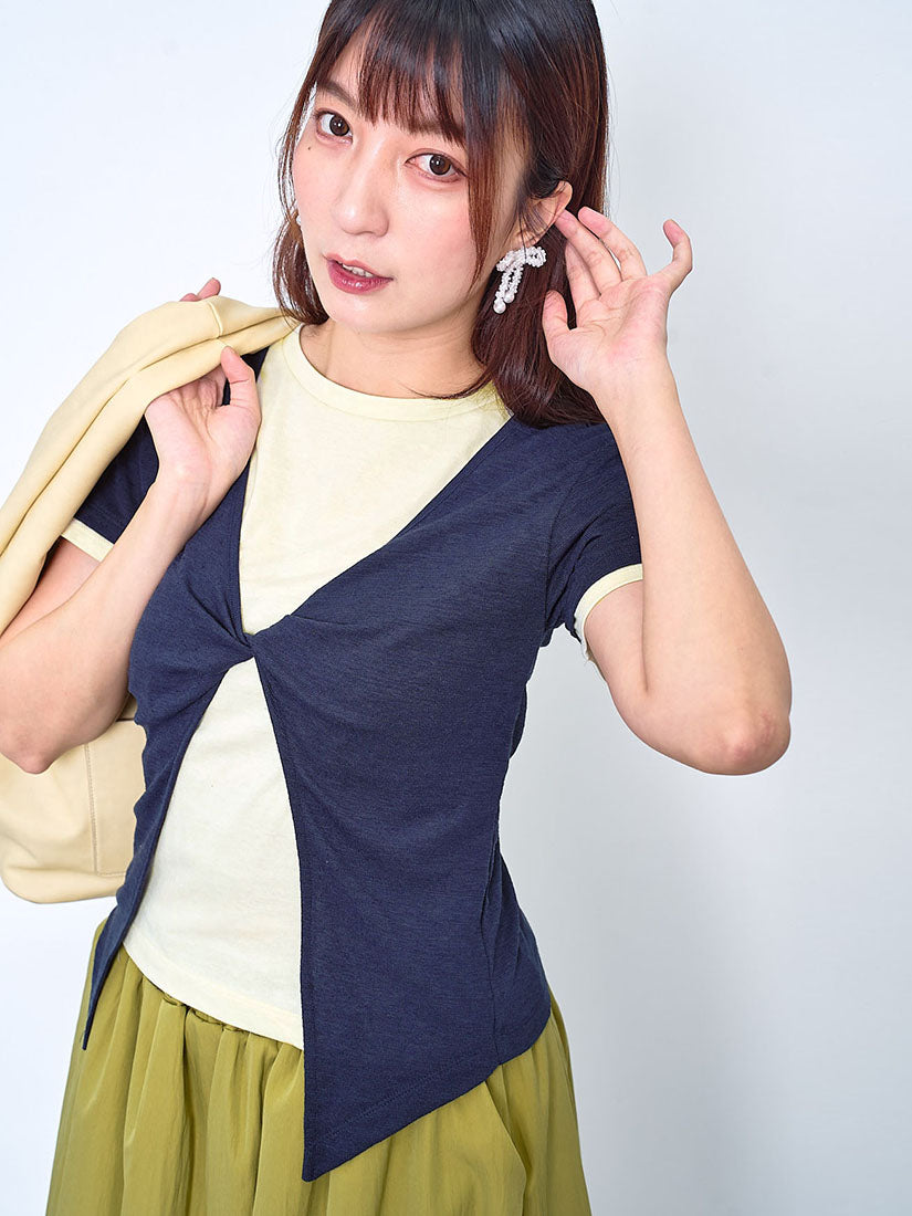 Twist Front Faux Double Tee (2 Colours)