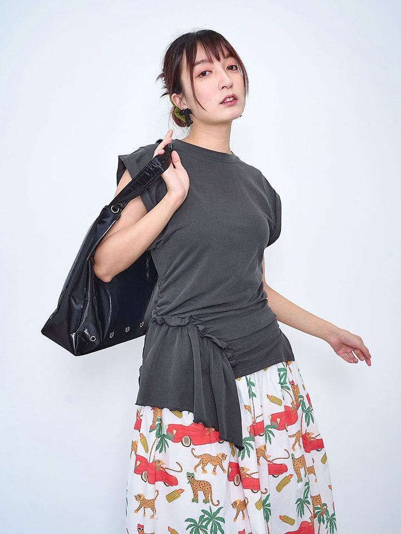 Asymmetric Ruffle Drape Top (2 Colours)