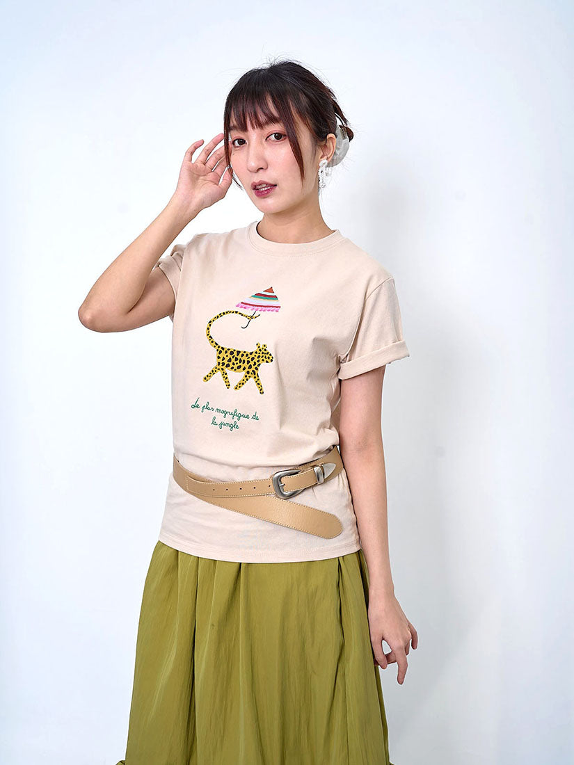 Leopard With Umbrella Printed Tee (2 Colours)