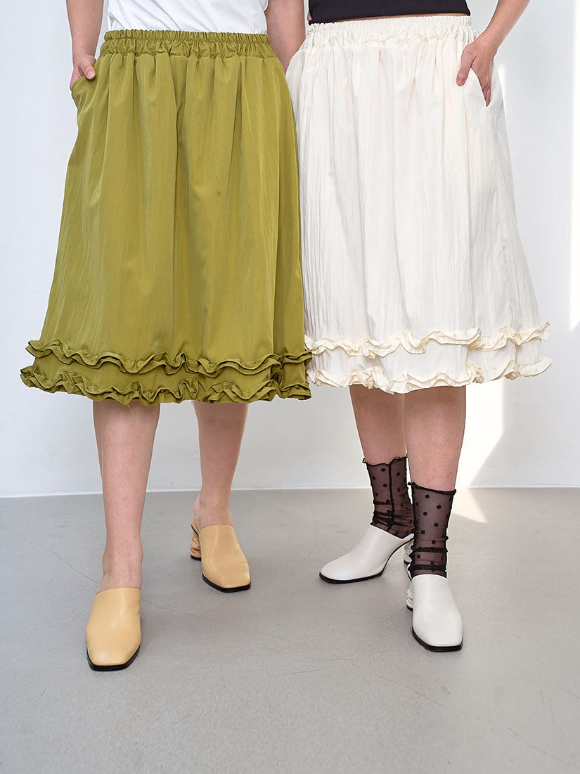 Double Ruffle Hem Skirt (2 Colours)
