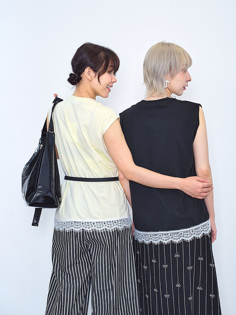 Rain Forest Star Printed Lace Hem Vest Tee (2 Colours)