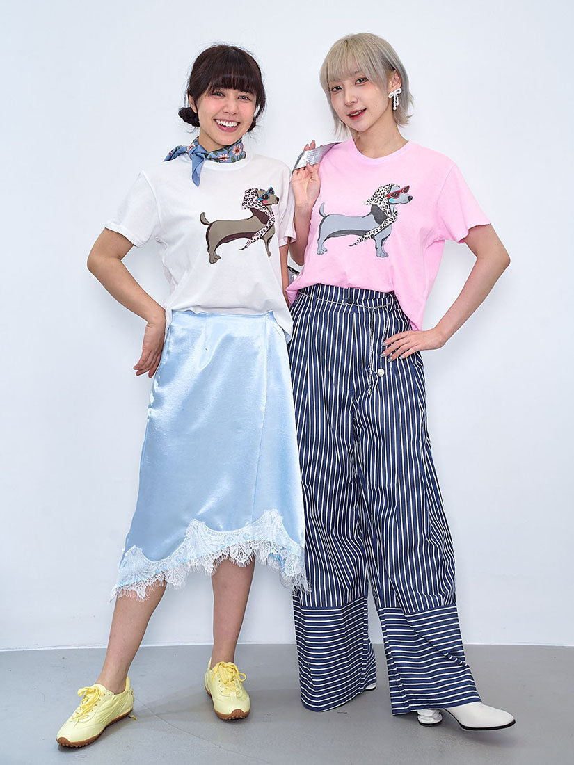 Dachshund Print Distressed Tee (2 Colours)