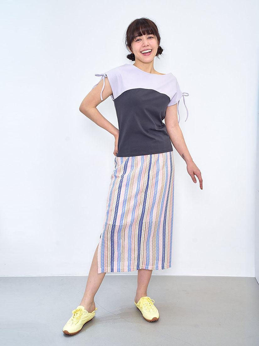 Bubble Striped Straight Skirt (2 Colours)