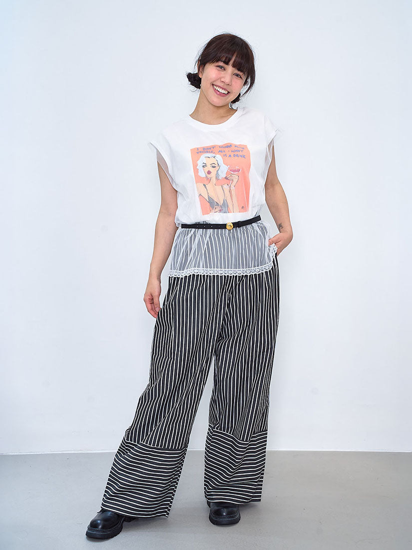 Mesh Cover Up Sleeveless Printed Tee (2 Colours)