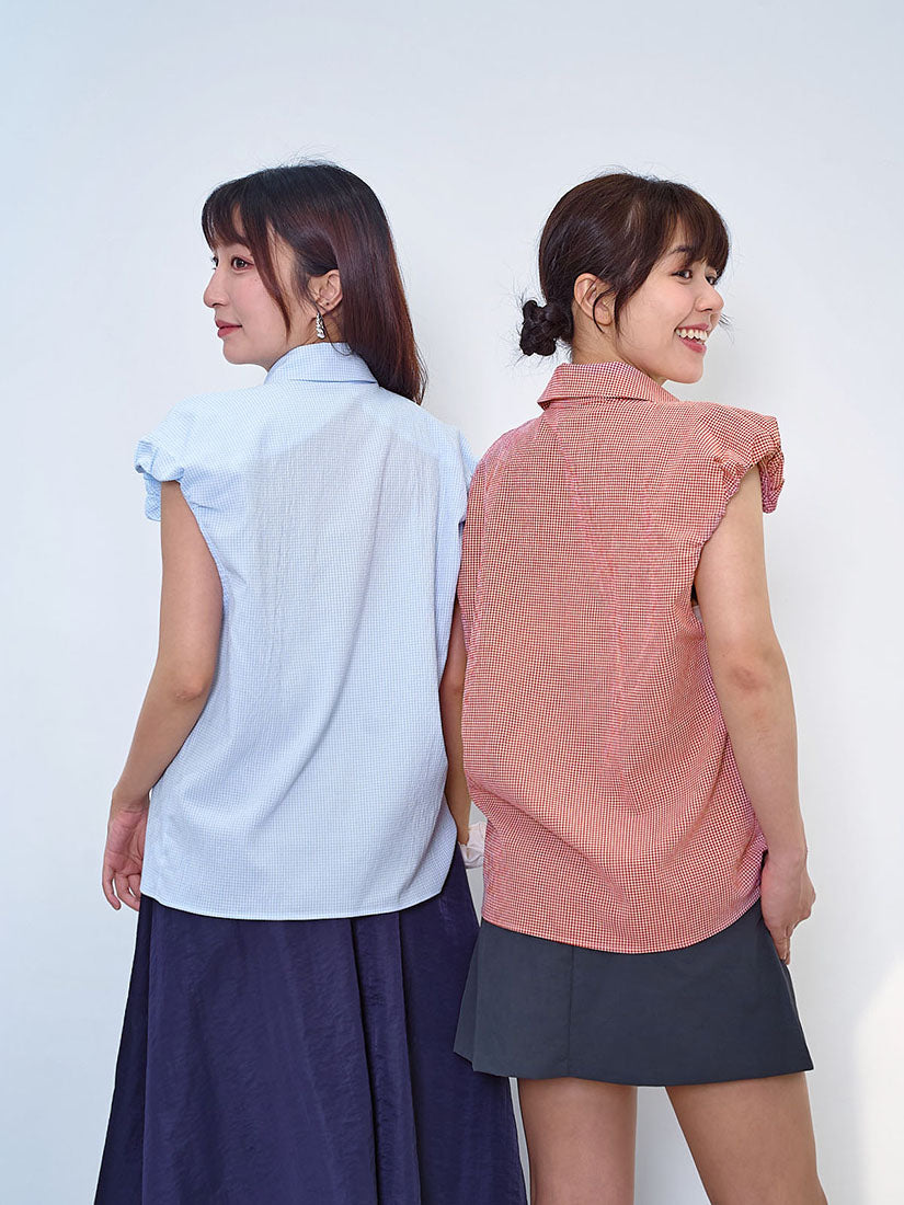 Puff Armhold Gingham Blouse (2 Colours)