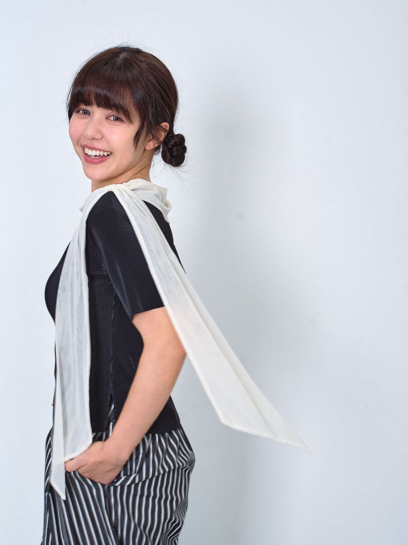 One-Shoulder Scarf Neck Rib Top