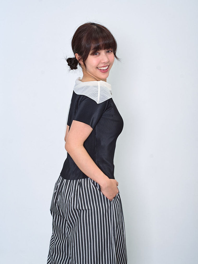 One-Shoulder Scarf Neck Rib Top