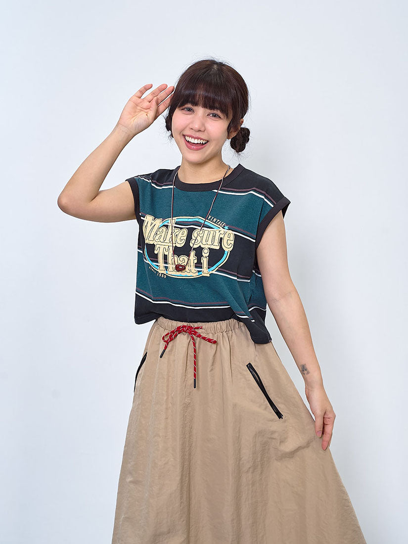 'Make SureThat I' Striped Vest Crop Tee (2 Colours)
