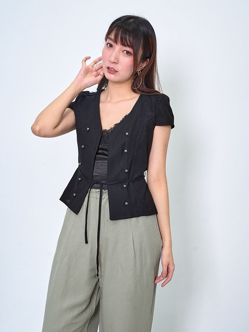 Tie Waist Double Breasted Blouse (2 Colours)