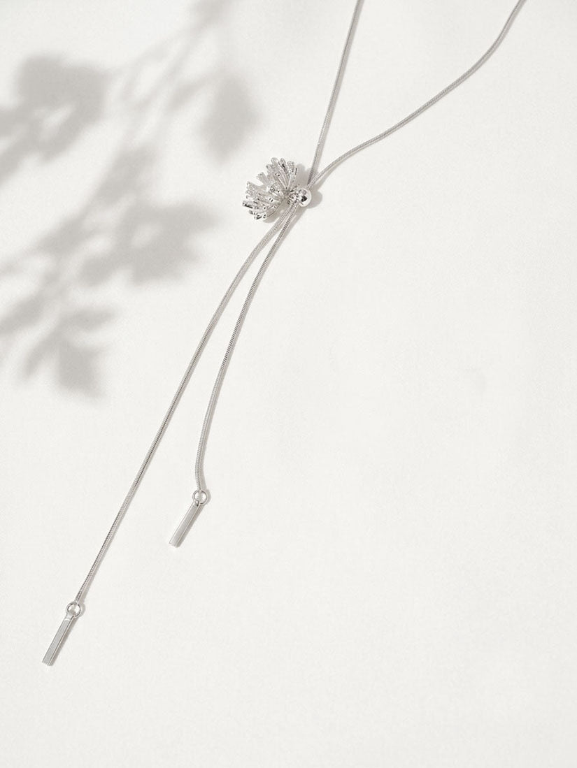 Silver Pearl Dandelion Necklace