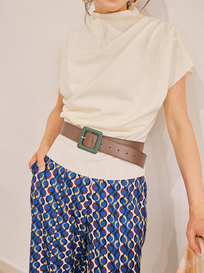 Real Leather Square Buckle Belt