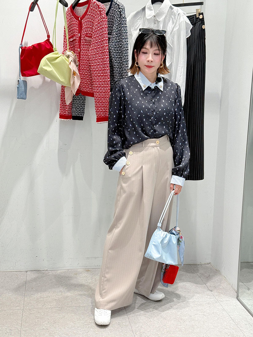 Golden Buttons Pin Striped Pants (2 Colours)