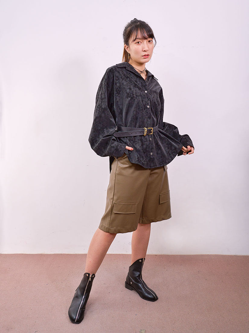 Belted Leather Bermuda Shorts