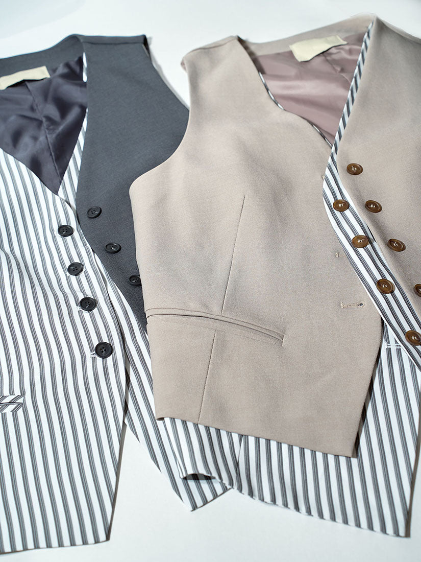 Striped Underlay Waistcoat (2 Colours)