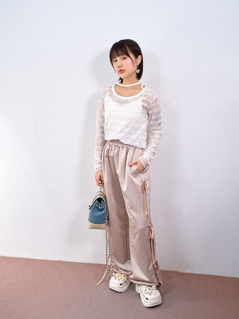 Ribbon Side Wide Leg Pants (2 Colours) @WHY NOT?