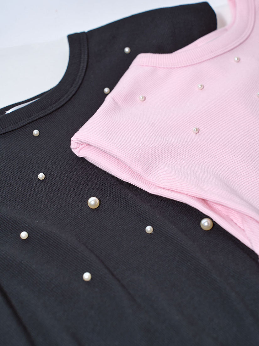 Drawstring Waist Pearl Vest Top (2 Colours)