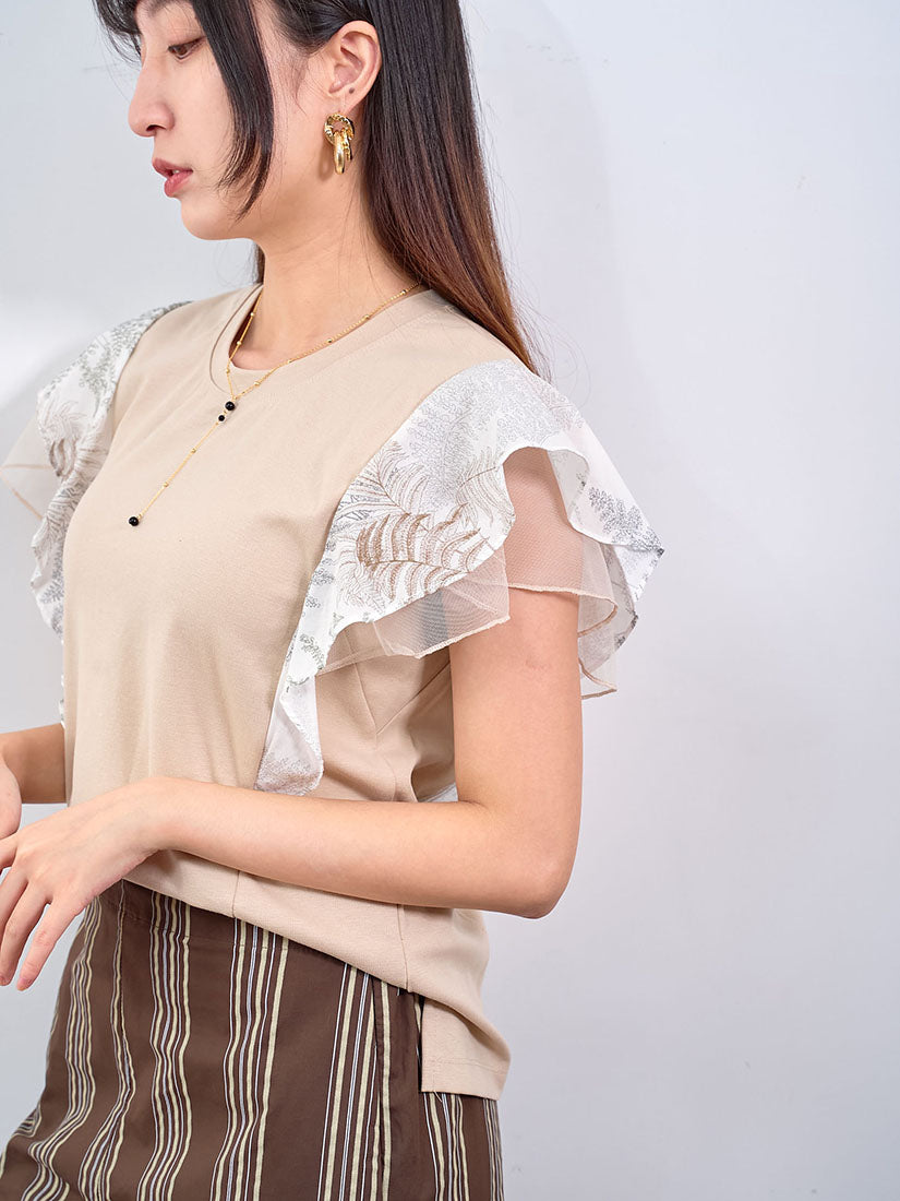 Floral Ruffle Layered Sleeve Top (2 Colours)