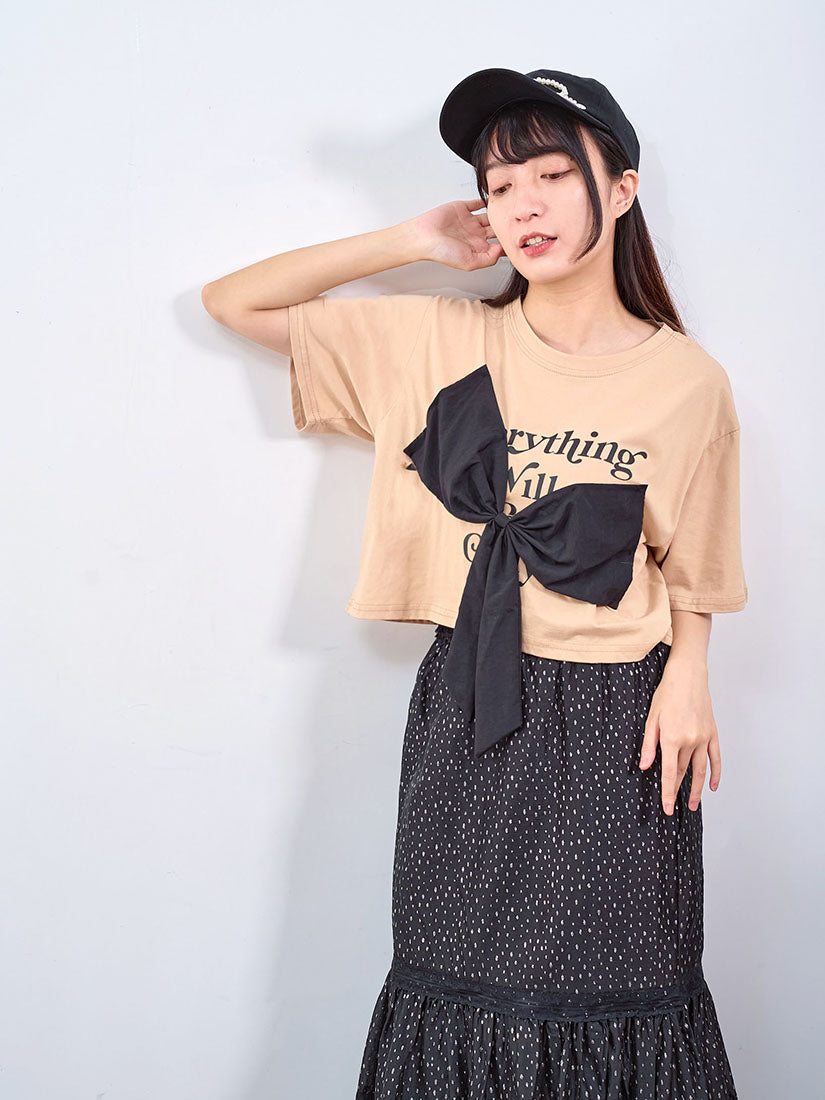 Bow With Message Crop Tee (2 Colours)