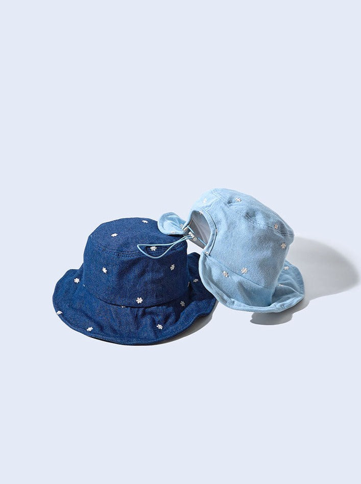 Embroidered Floral Denim Bucket Hat (2 Colours)