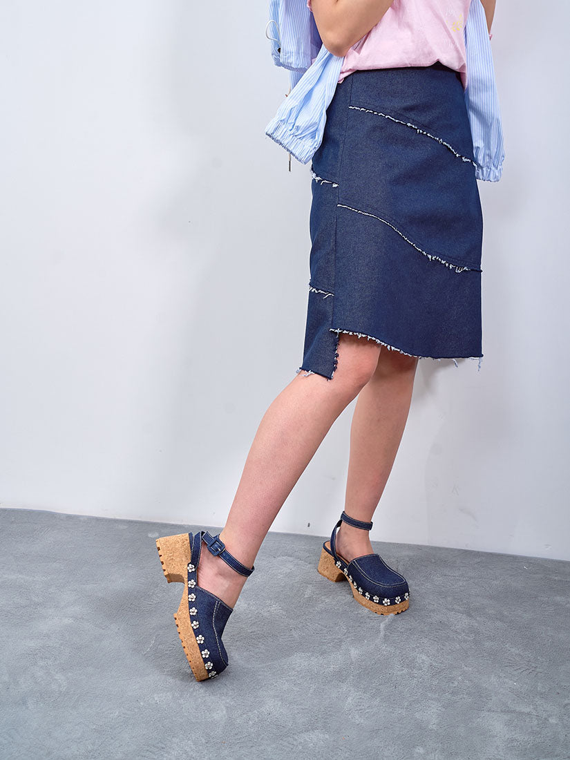 Asymmetric Cut Denim Skirt