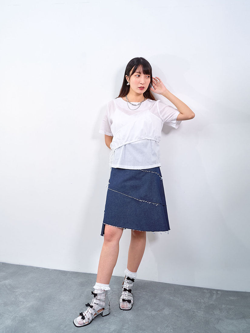 Asymmetric Cut Denim Skirt