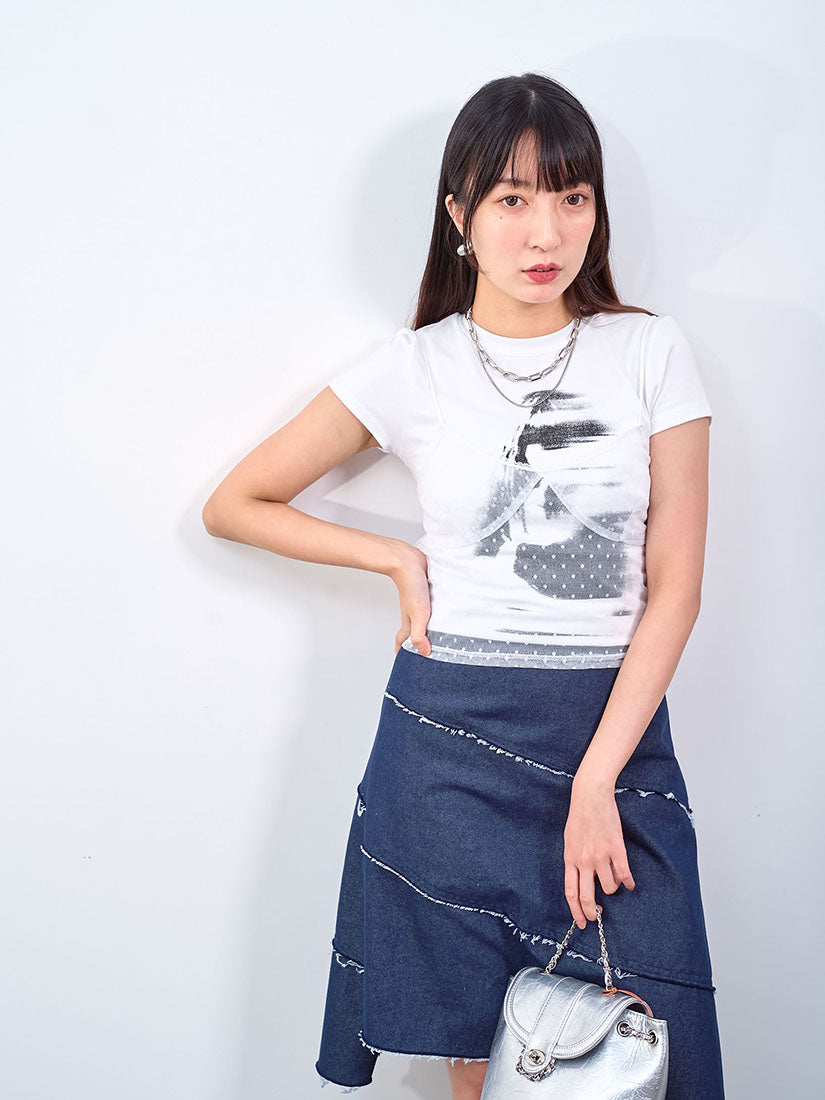 Asymmetric Cut Denim Skirt