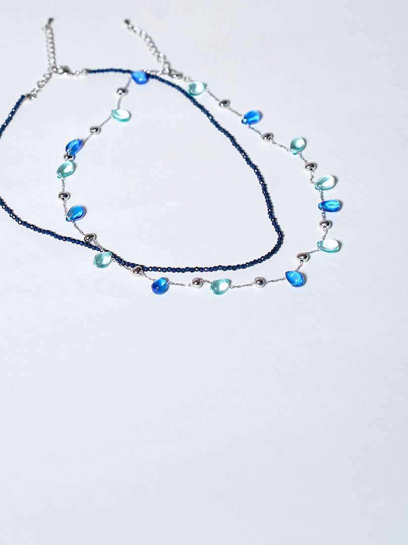 Water Drop Crystal Beads Double Necklace