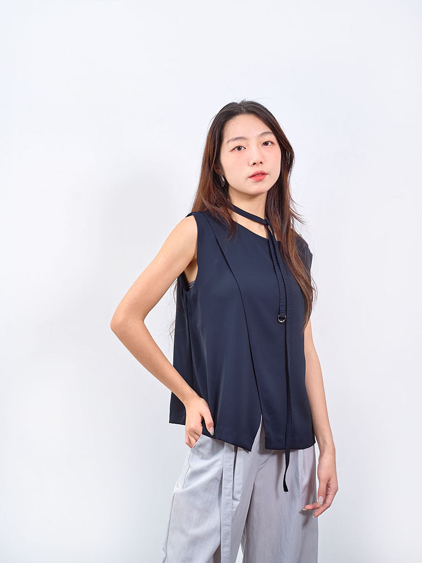Belted Wrap Front Sleeveless Top (2 Colours)