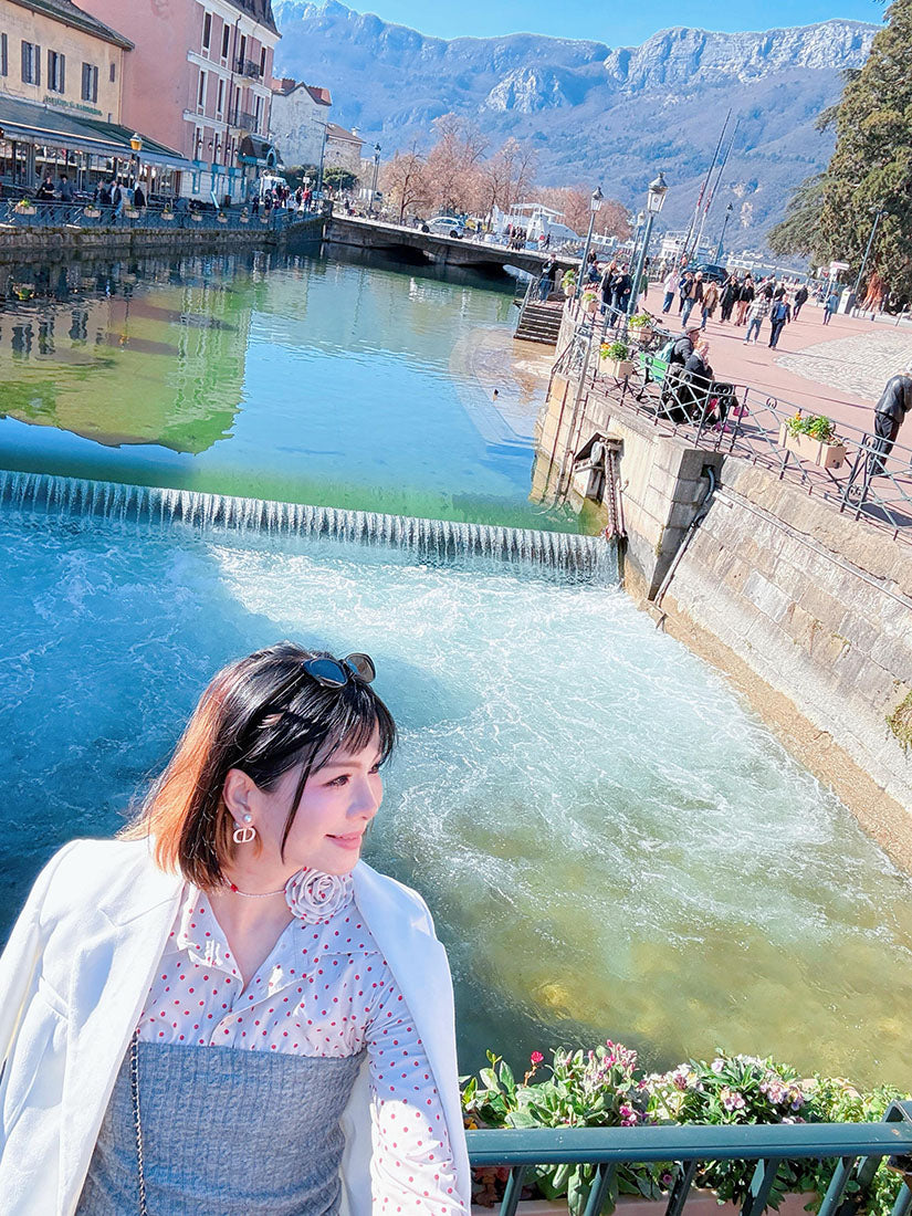 Cable Knitted Panel Polka Dot Blouse