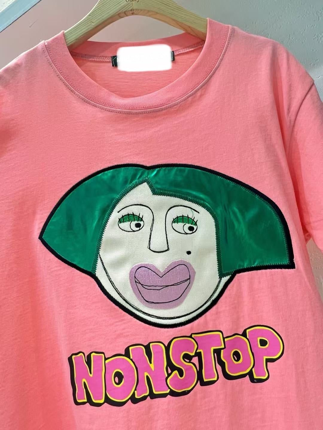 'Nonstop' Face Embroidered Tee