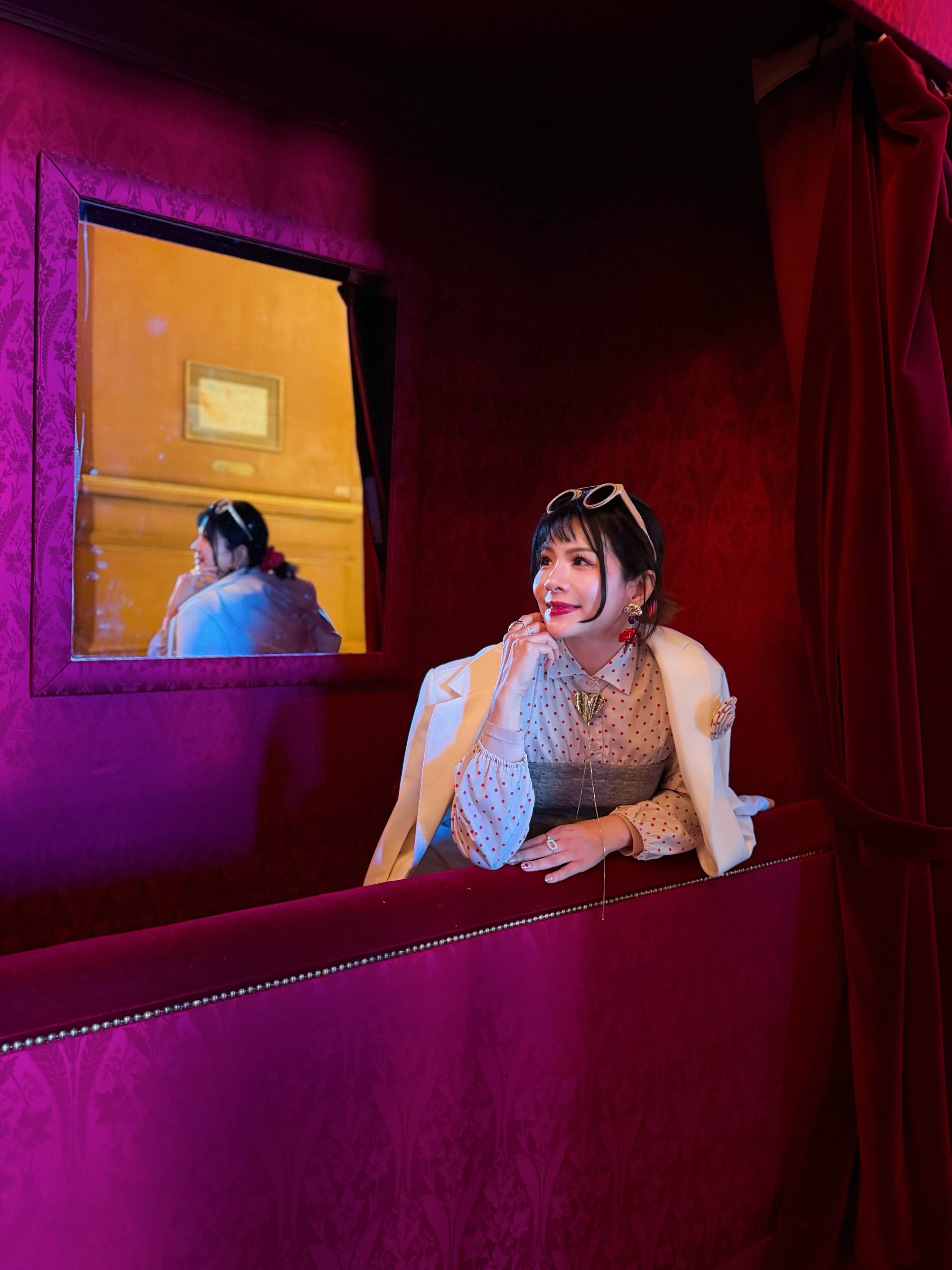 Cable Knitted Panel Polka Dot Blouse