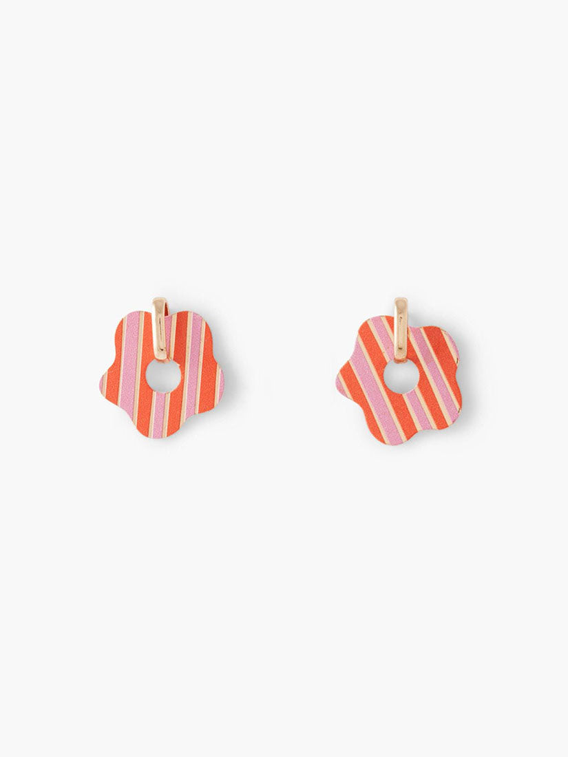 Striped Print Flower Earrings