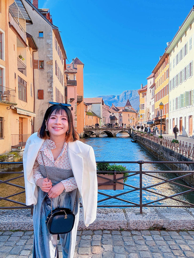 Cable Knitted Panel Polka Dot Blouse