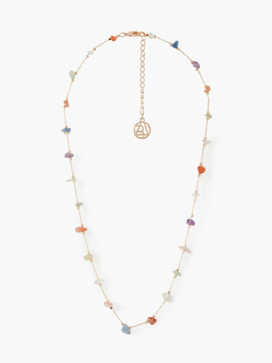 Necklace In Natural Stones Of Adventure Amethyst And Red Agate