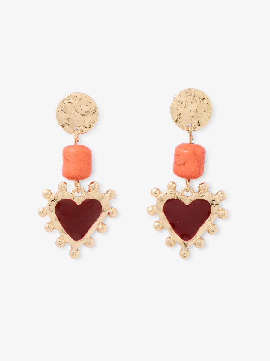 Red Heart Dangle Earrings