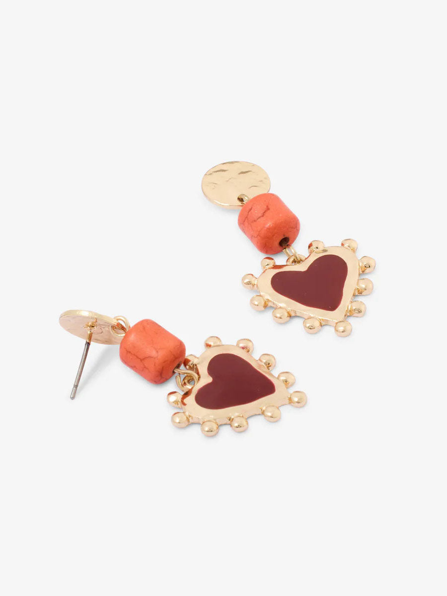 Red Heart Dangle Earrings