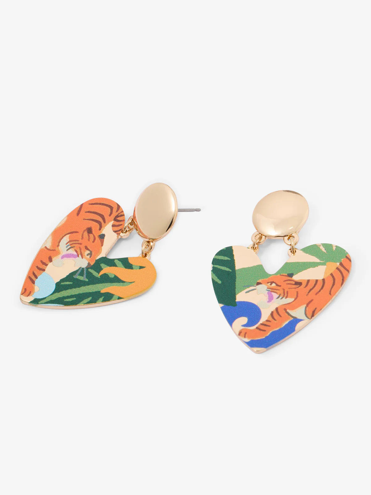 Jungle Printed Balagane Heart Earrings