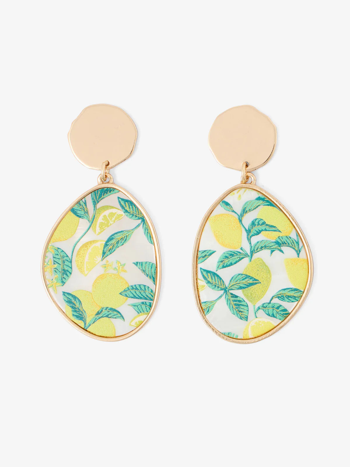 Lemon Printed Mother-Of-Pearl Earrings
