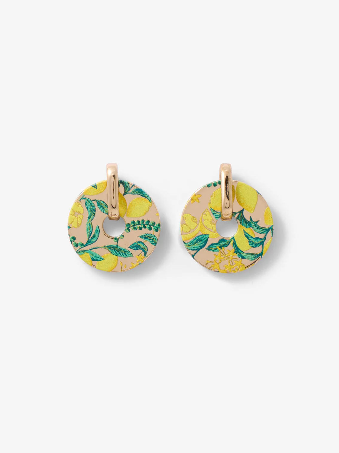 Lemon Print Balagane Round Earrings