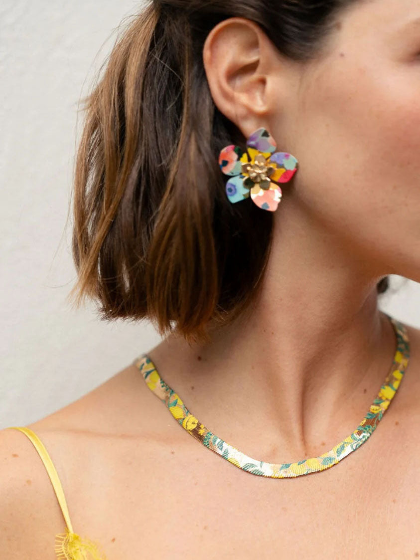 Lemon Printed Balagane Snake Chain Necklace