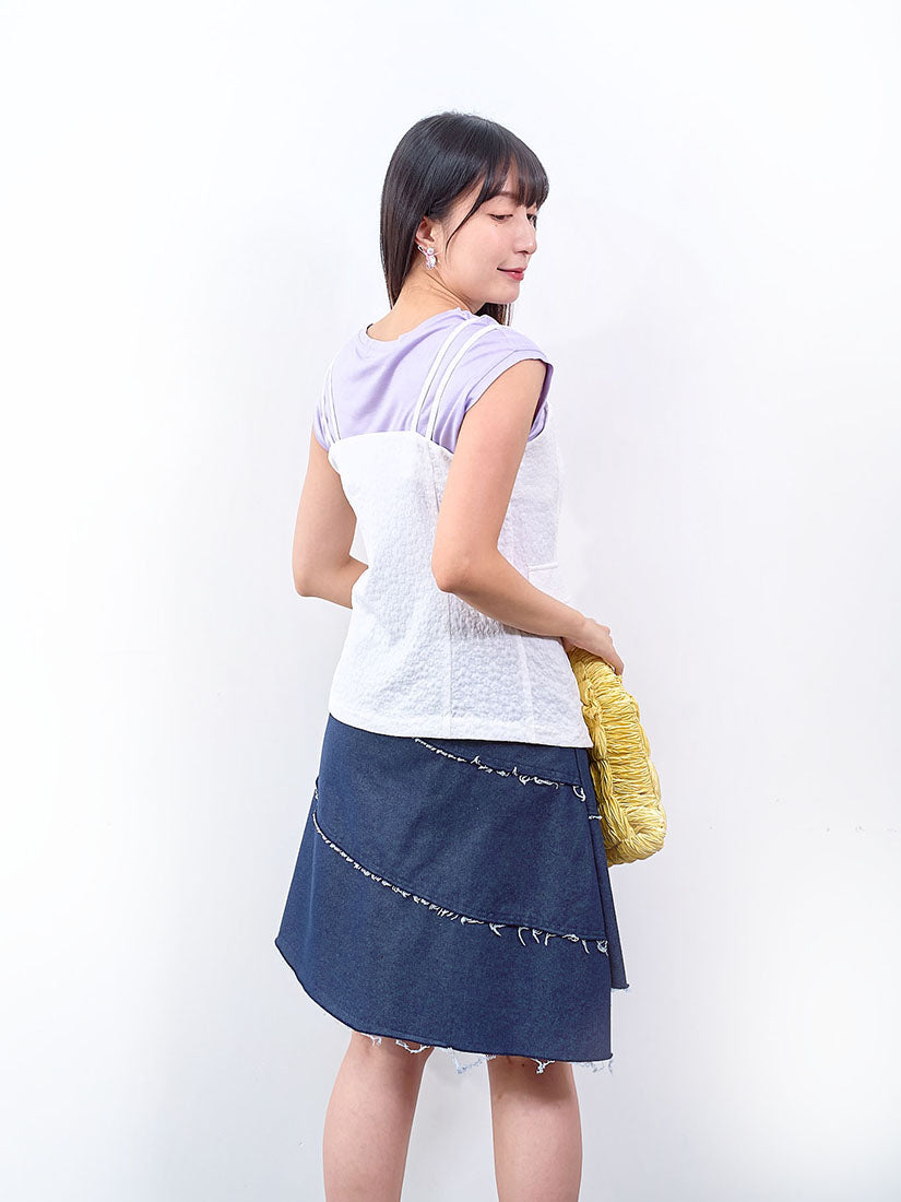 Asymmetric Cut Denim Skirt