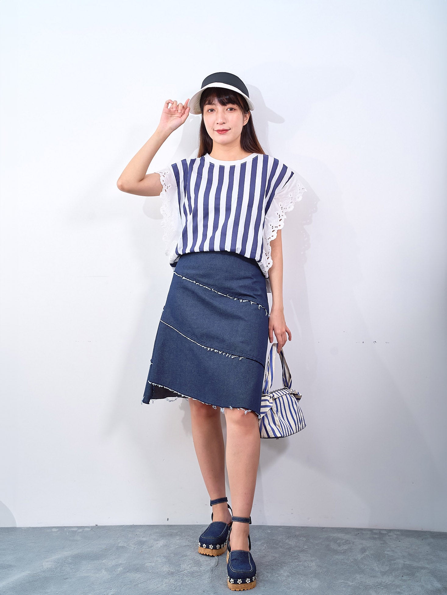 Asymmetric Cut Denim Skirt