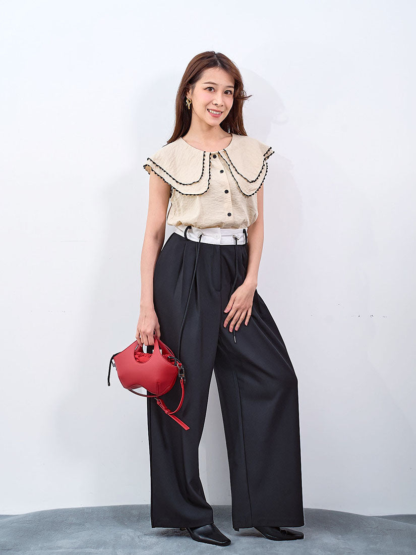 Drawstring Waist Contrast Pants