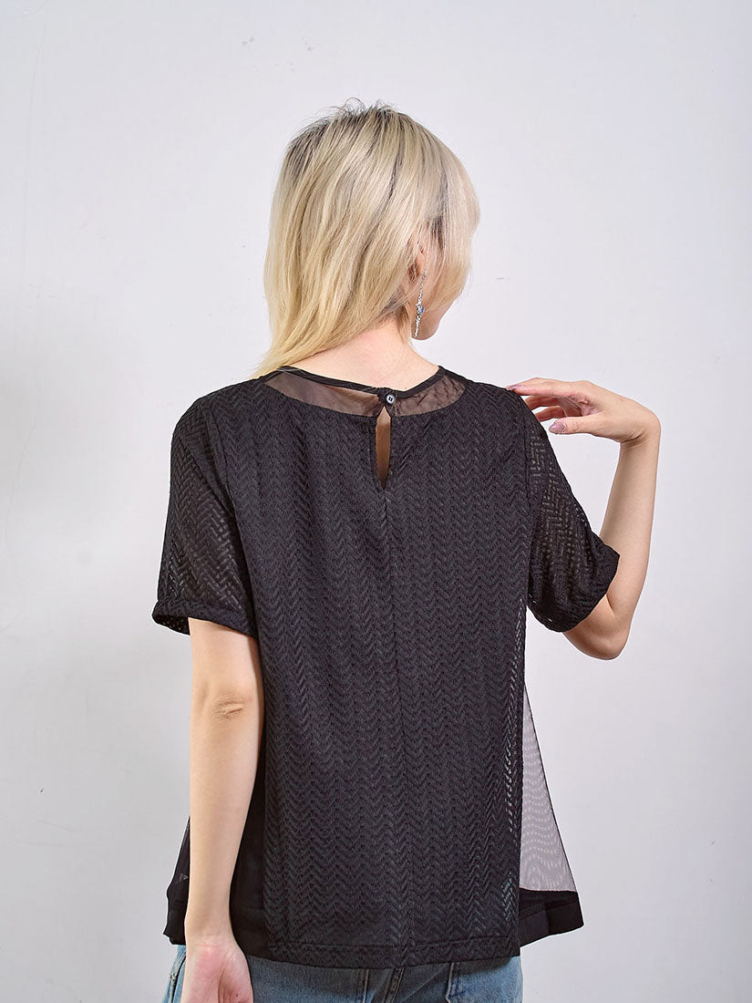 Lace Mesh Panel Top
