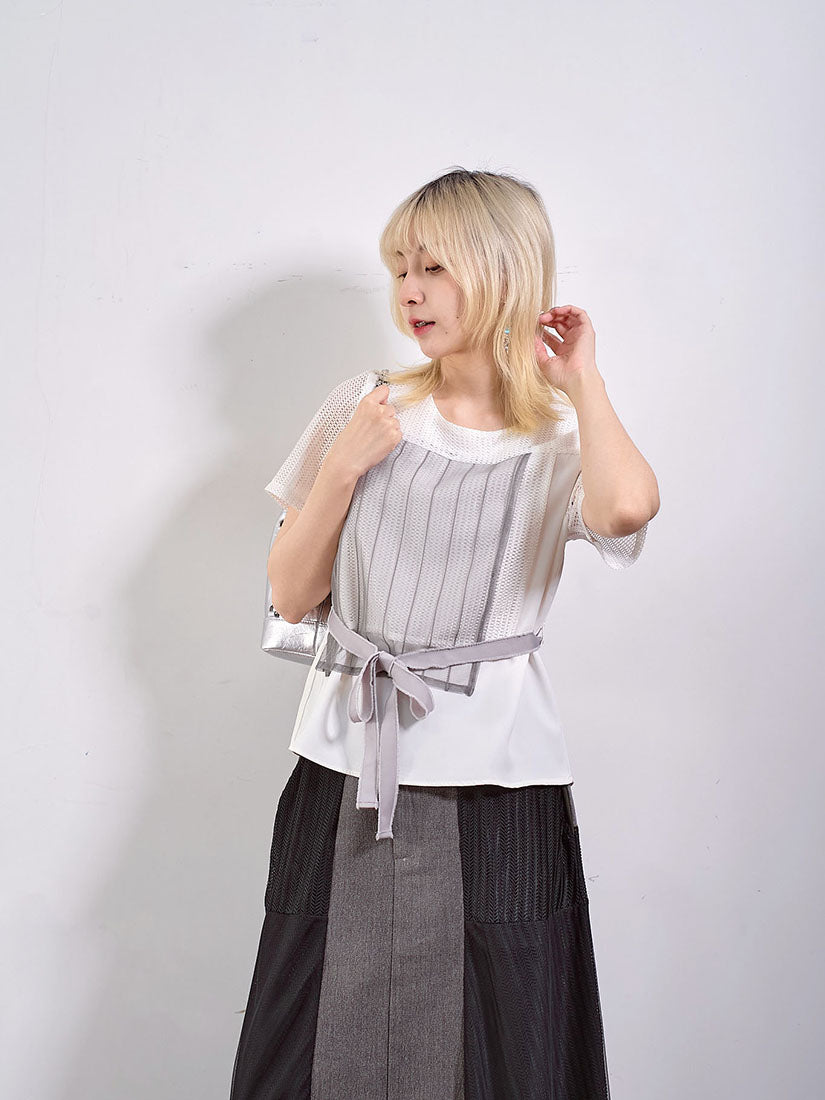 Belted Layered Mesh Panel Top (2 Colours)