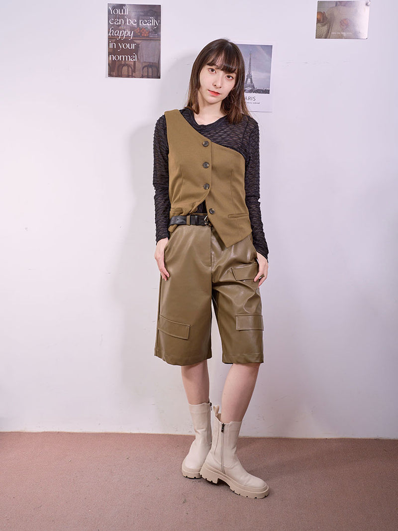 Belted Leather Bermuda Shorts (2 Colours)
