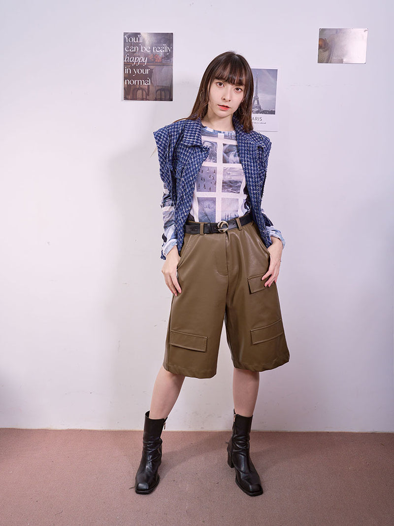 Belted Leather Bermuda Shorts (2 Colours)