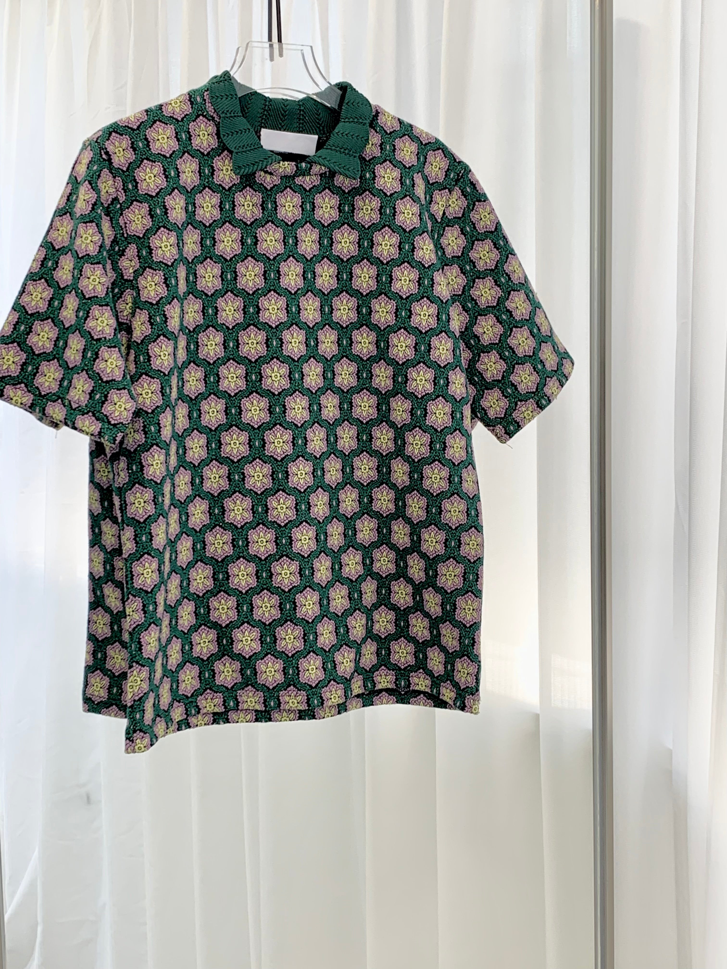 Knitted Collar Vintage Pattern Top (2 Colours)